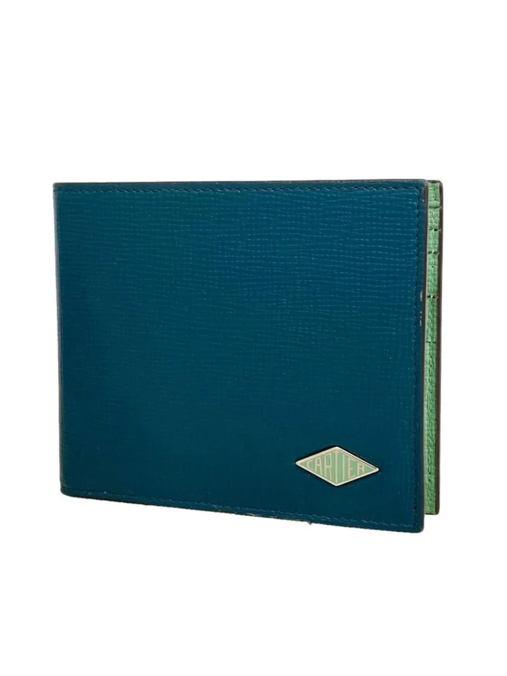 Cartier Billfold Leather Green Silver Wallet